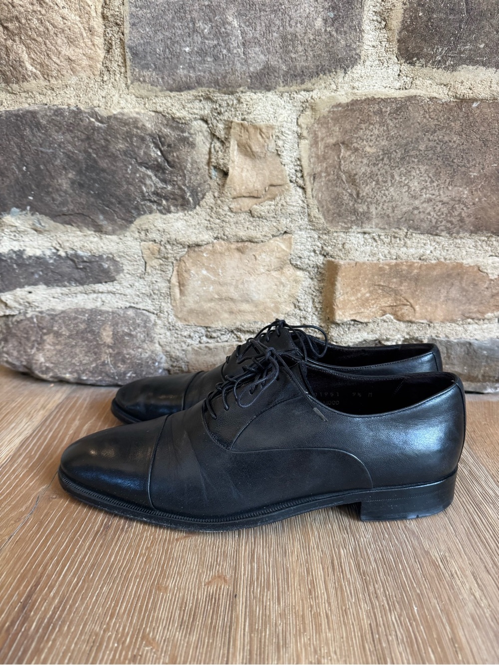 🔥BRUNO MAGLI ITALY Handmade Classic Black Leather Oxford Shoes Sz 9.5 PRICEFIRM